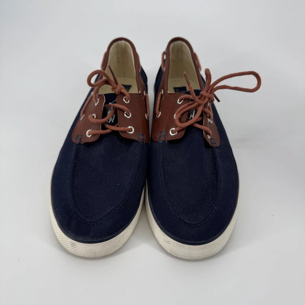 Polo Ralph Lauren Franz Boat Shoes Navy Brown Canvas Men's Size 12D‎ Casual